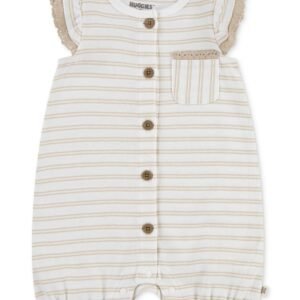 Huggies Baby Girls Cotton Striped Ruff Beige