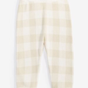 First Impressions Baby Cotton Check Pants Angel White
