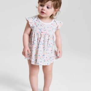 First Impressions Baby Girls Dinosaur Meadow Cot Angel White