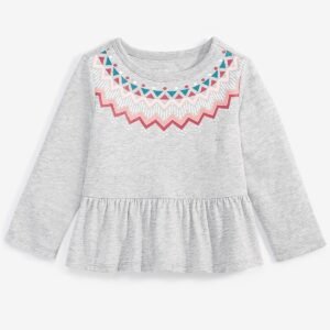 First Impressions Baby Girls Fair Isle Long-Slee Zinc Heather