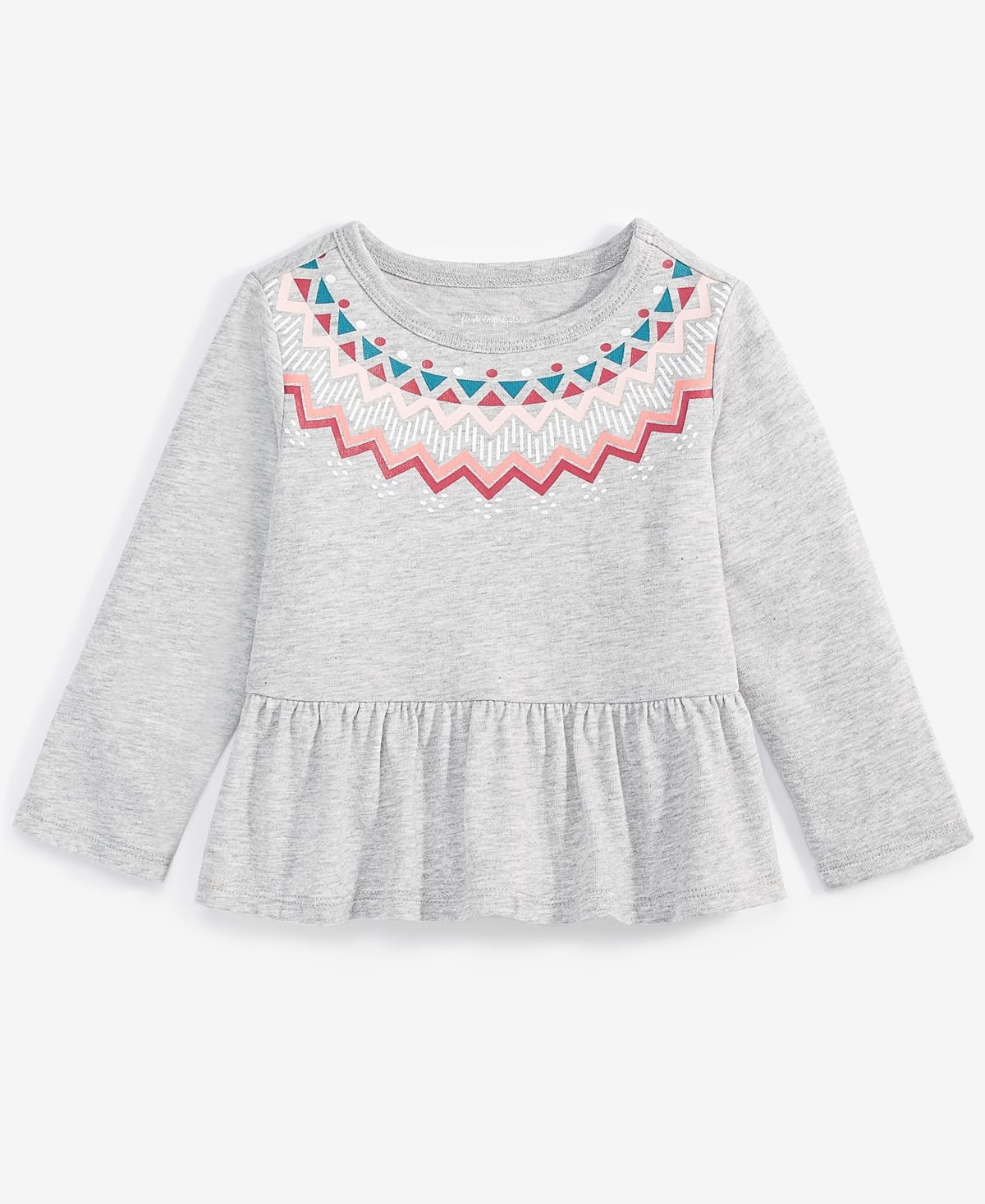 First Impressions Baby Girls Fair Isle Long-Slee Zinc Heather