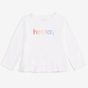 First Impressions Baby Girls Long-Sleeve Hooray Fresh Whit