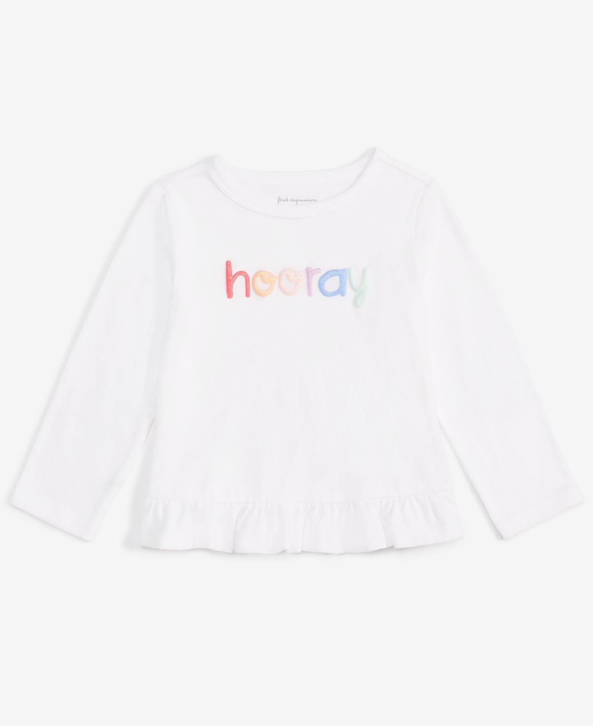 First Impressions Baby Girls Long-Sleeve Hooray Fresh Whit