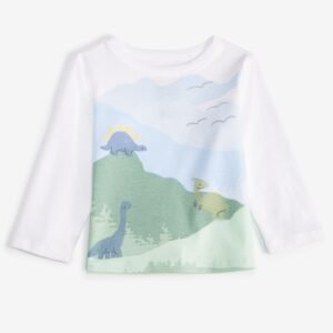 First Impressions Baby Boys Long-Sleeve Dino Mou Fresh Whit