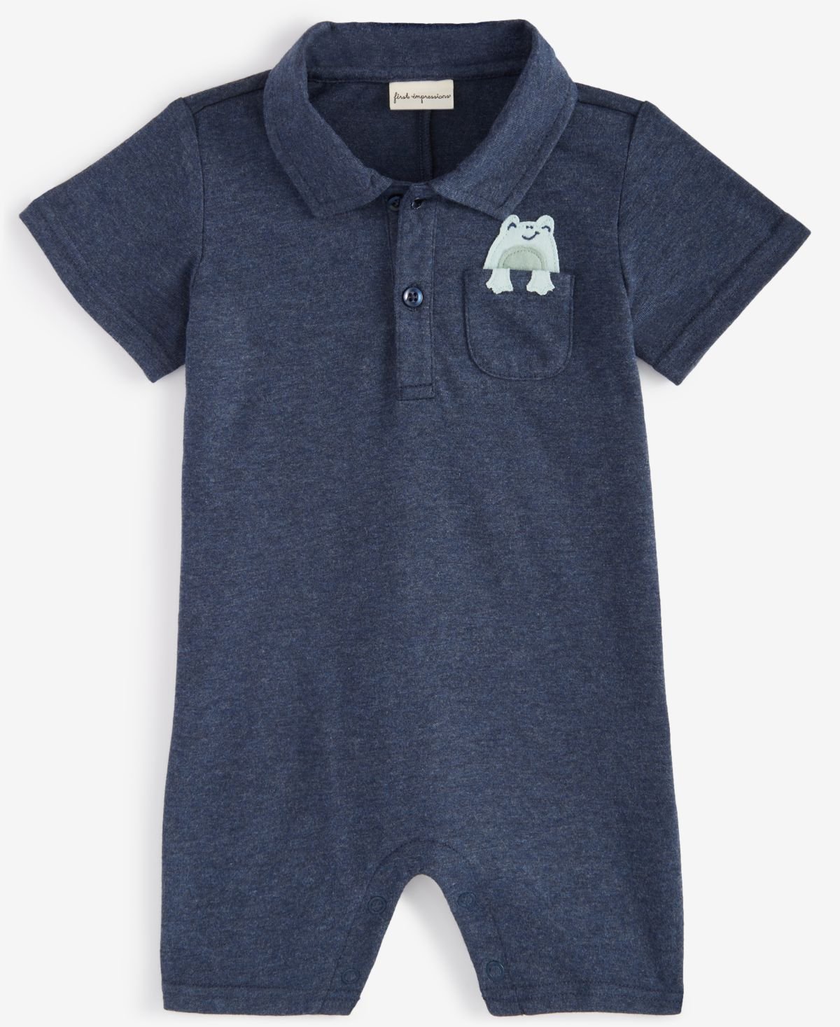 First Impressions Baby Boys Frog Pocket Collared Indigo Hth