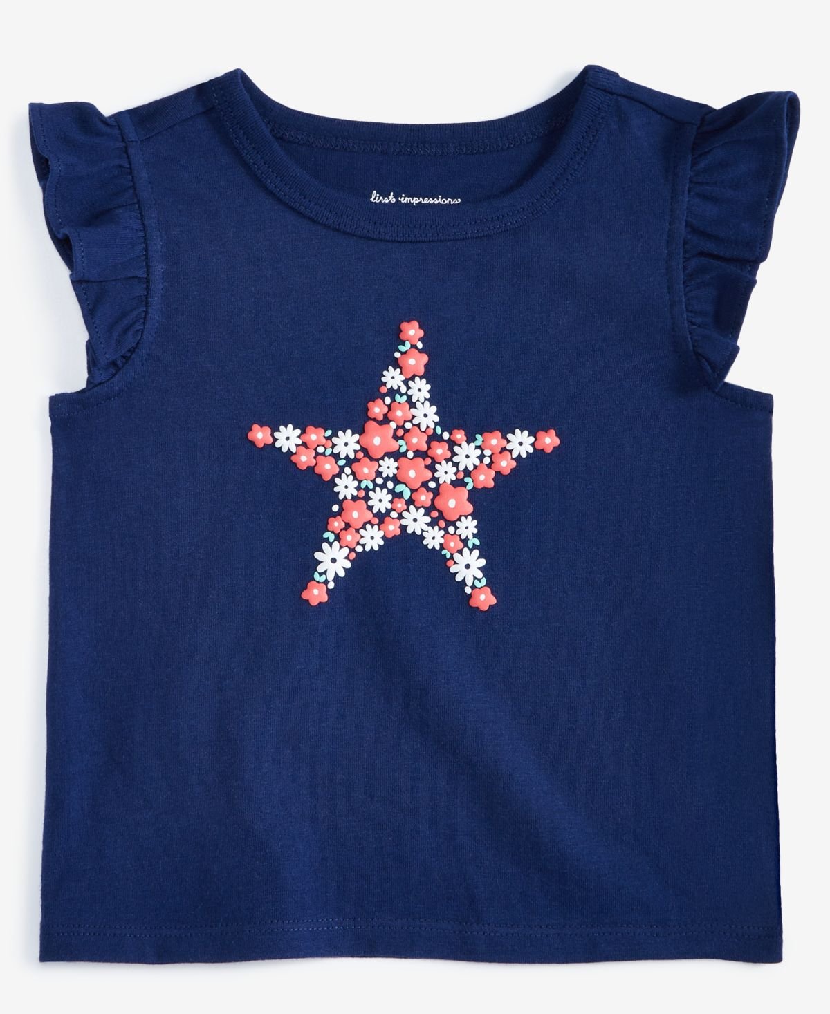 First Impressions Baby Girls Flower Star Graphic Navy Sea