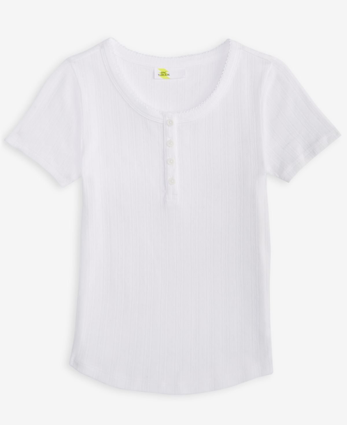 Epic Threads Toddler Girls Textured Henley Bright Whi