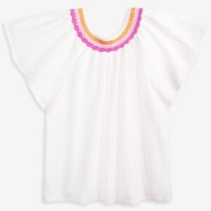 Epic Threads Big Girls Cotton Crochet-Trim Angel Whit