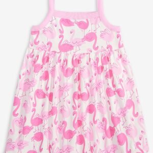 First Impressions Baby Girls Flamingo-Print Dres Angel White