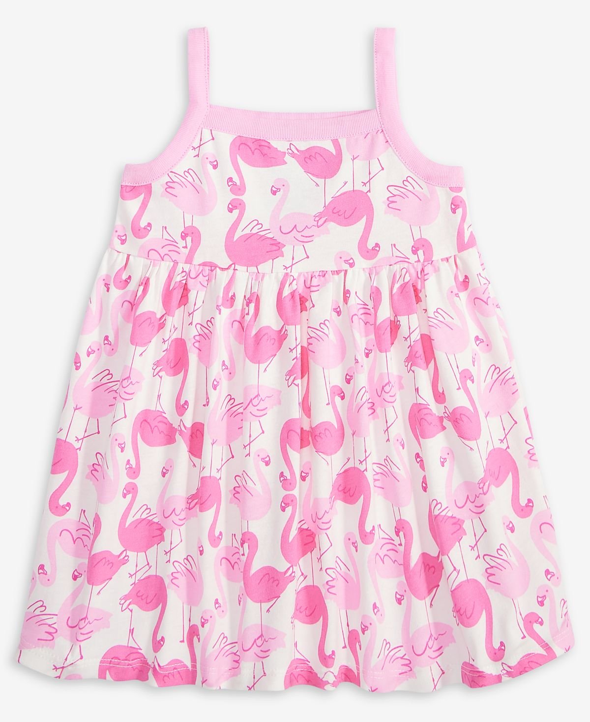 First Impressions Baby Girls Flamingo-Print Dres Angel White