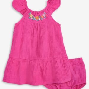 First Impressions Baby Girls Cotton Knit Gauze D Pink Shock