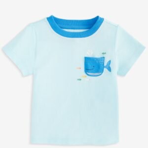 First Impressions Baby Boys Whale Graphic Pocket Mist Teal