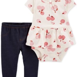 Carters Baby Girls 2-Pc. Apple-Print P Pink
