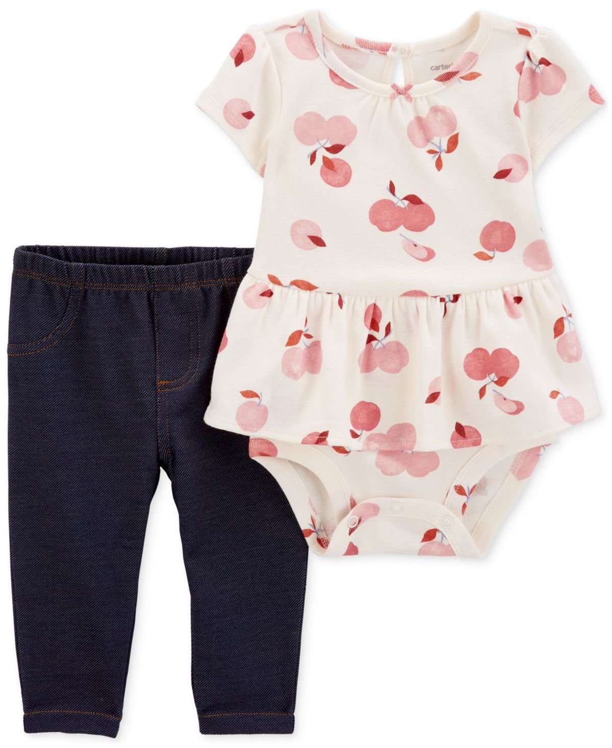 Carters Baby Girls 2-Pc. Apple-Print P Pink