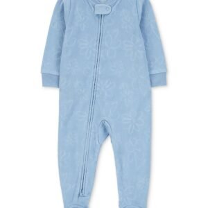 Carters Baby 1-Piece Fleece Zip Footed BlueFloral