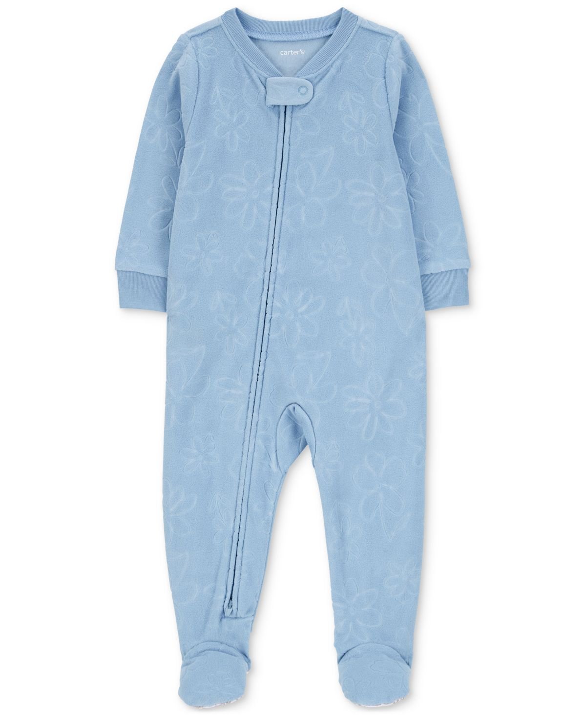 Carters Baby 1-Piece Fleece Zip Footed BlueFloral