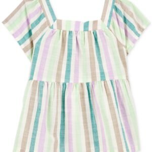 Carters Toddler Girls Striped Short-Sl Multi