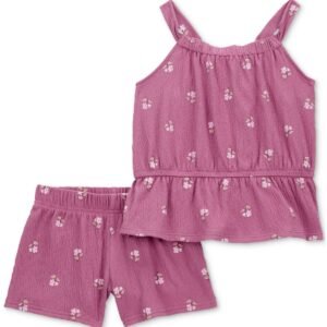 Carters Toddler Girls Floral-Print Tan Mauve
