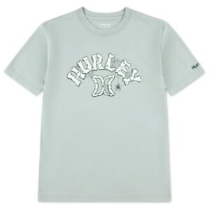 Hurley Boys Bone Logo Crewneck T-Shir Aqua Gray