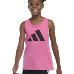 adidas Big Girls Cotton Big-Logo Race Pink