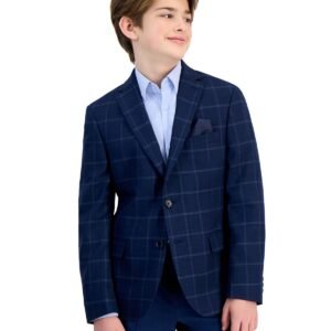 B By Brooks Brothers Big Boys Windowpane Jacket Midnight