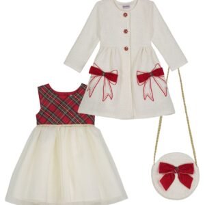 Blueberi Boulevard Girls 2T-6X 3-Piece Swing Coat CreamRed