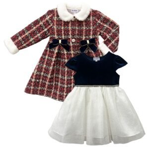 Blueberi Boulevard Girls 2T-6X 2-Piece Swing Coat RedBlackWhite