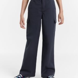 Calvin Klein Big Girls Wide-Leg Twill Cargo Ebony