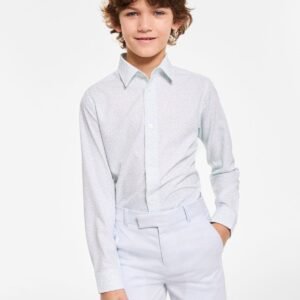 Calvin Klein Big Boys Long-Sleeve Stretch F White