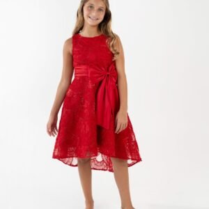 Rare Editions Girls 7-16 Soutache Hi-Low Dre Red
