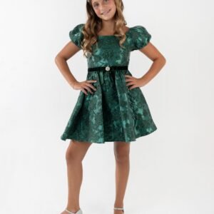 Rare Editions Girls 7-16 Brocade Puff Sleeve Hunter