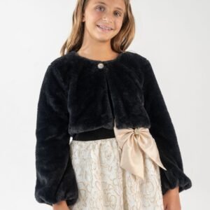Rare Editions Girls 7-16 Long Sleeve Shrug Black