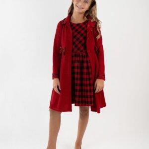 Rare Editions Girls 7-16 2-Piece Plaid Coat Red