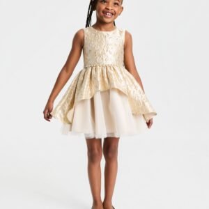 Rare Editions Girls 2T-6X Brocade Sleeveless Gold