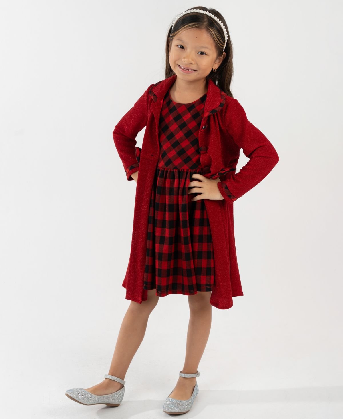 Rare Editions Girls 2T-6X 2-Piece Long-Sleev Red
