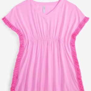 Breaking Waves Big Girls Fringed-Detail Kimon Pink