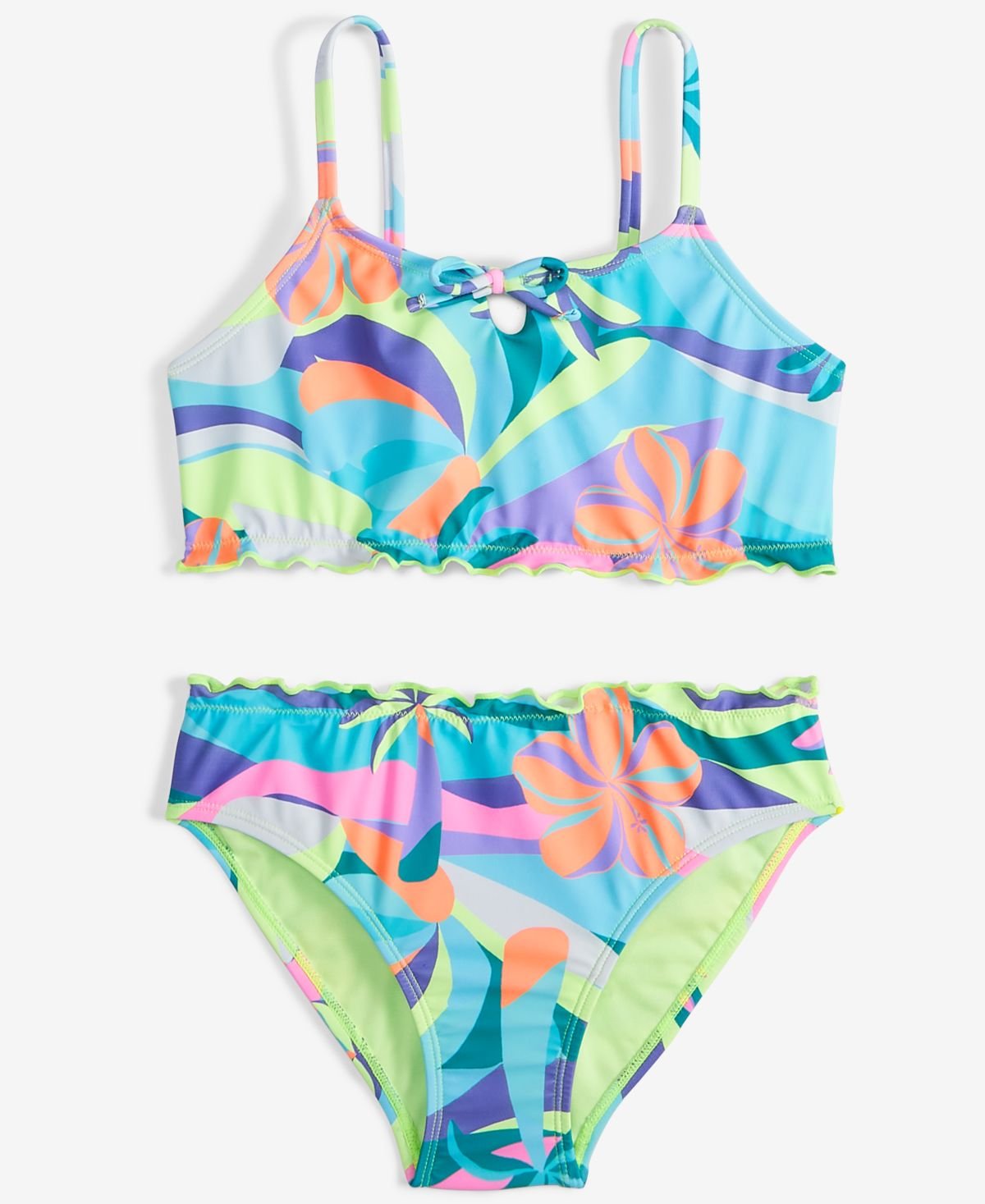Breaking Waves Big Girls 2-Pc. Wavy Palm Lett Multi