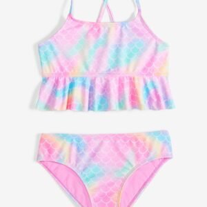Breaking Waves Big Girls Peplum Tankini Top Multi