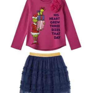 Disney Girls 2T-6X 2-Piece Grinch Lon Pink, Blue