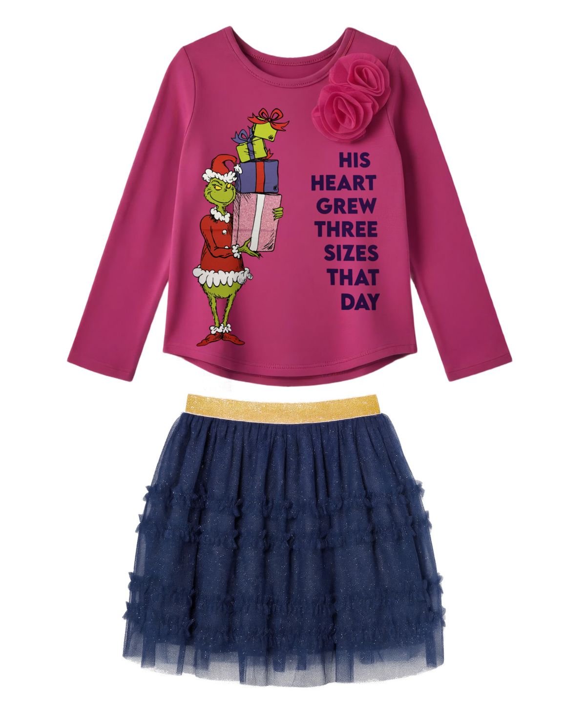 Disney Girls 2T-6X 2-Piece Grinch Lon Pink, Blue