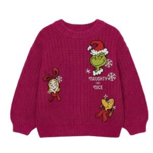 Kate Mack Girls 2T-6X Grinch Long-Sleev Magenta