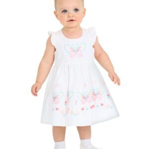 Rare Editions Baby Girls Butterfly Embroider White
