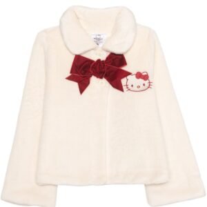 Hello Kitty Girls 2T-6X Front Button Colla Ivory