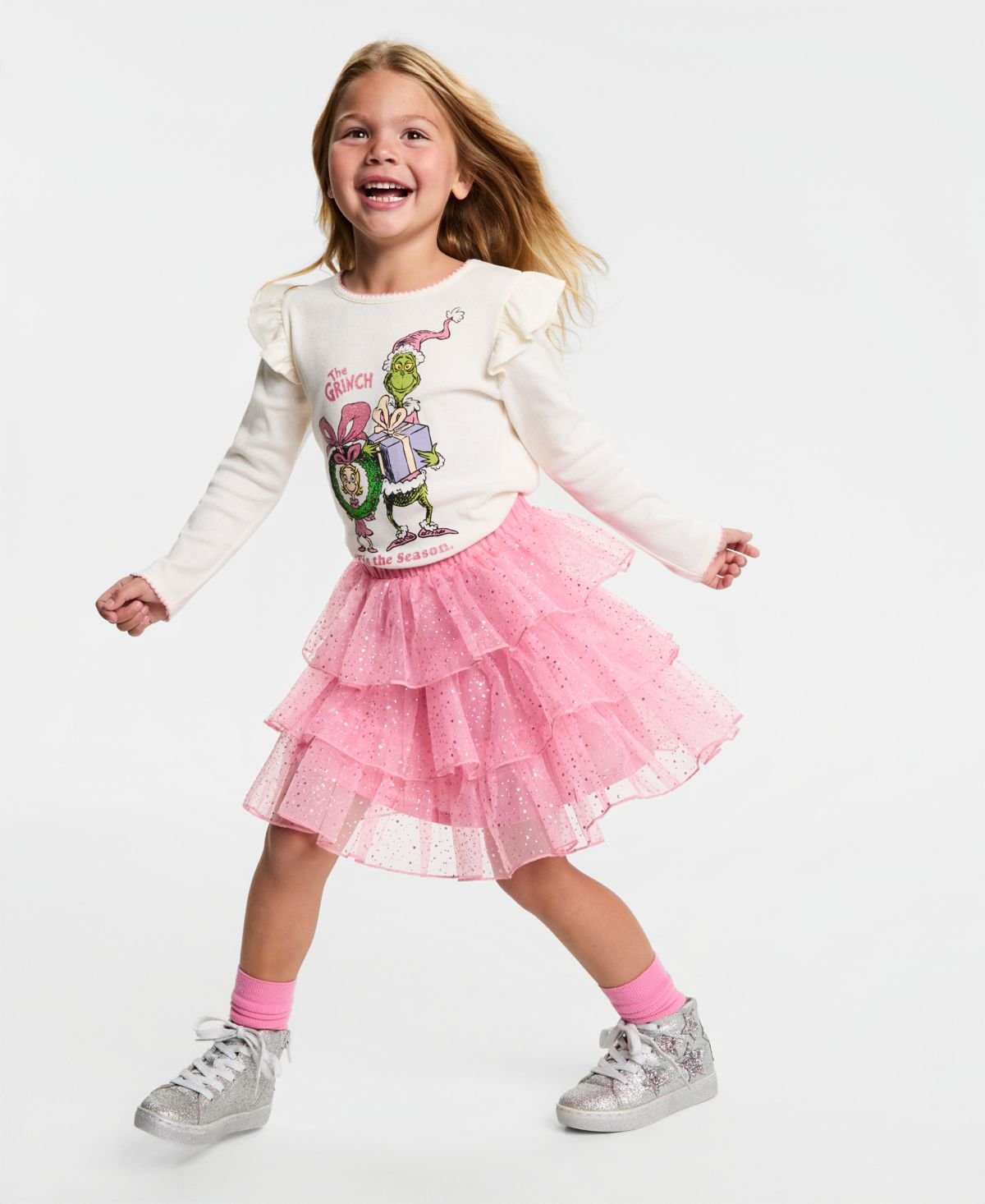 The Grinch Girls 2T-6X 2-Piece Long-Sleev IvoryPink