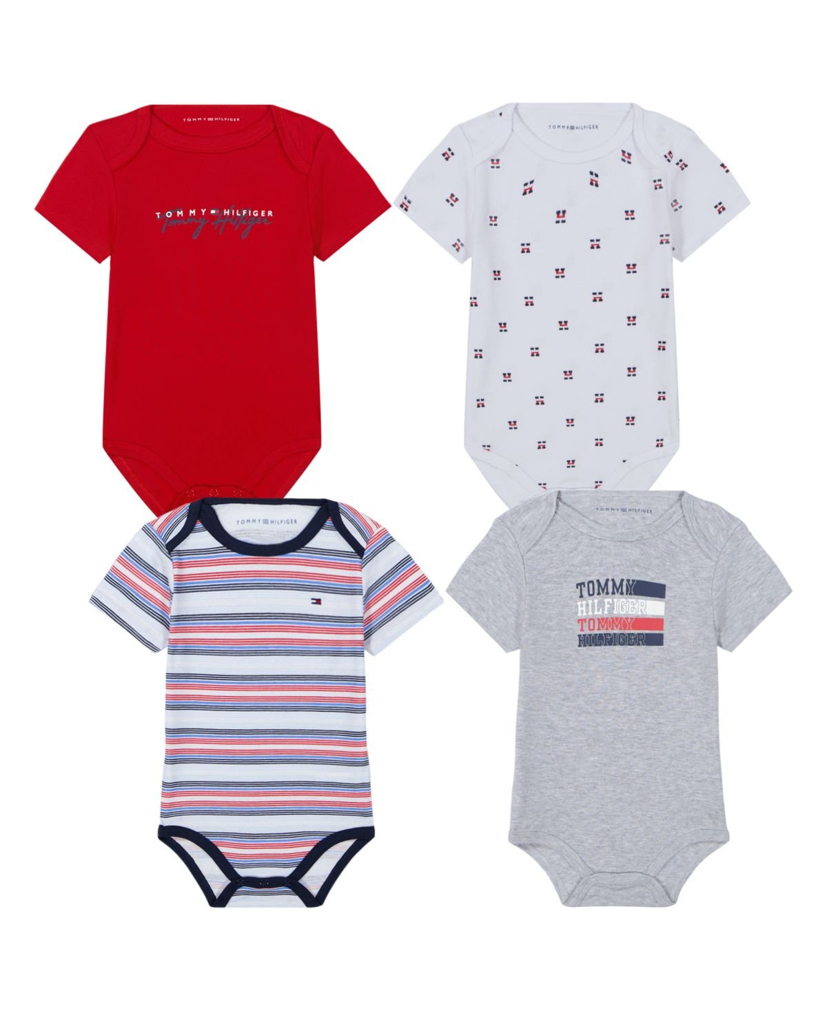 Tommy Hilfiger Tommy Hilfiger Baby Boys 4-Pac Red, Platinum heather, Print